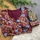 Women's Wine Cotton Hand Work Readymade Blouse | NOZ2TOZ - Made In INDIA.