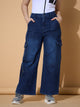 Girls Navy Wash Multi Pockets Straight Jeans | NOZ2TOZ - Made In INDIA.