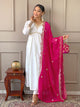 Women Pink Chanderi  Embroidery Work Kurta Set With Dupatta