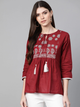 Women'S Maroon Printed A-Line Top | NOZ2TOZ - Made In INDIA.