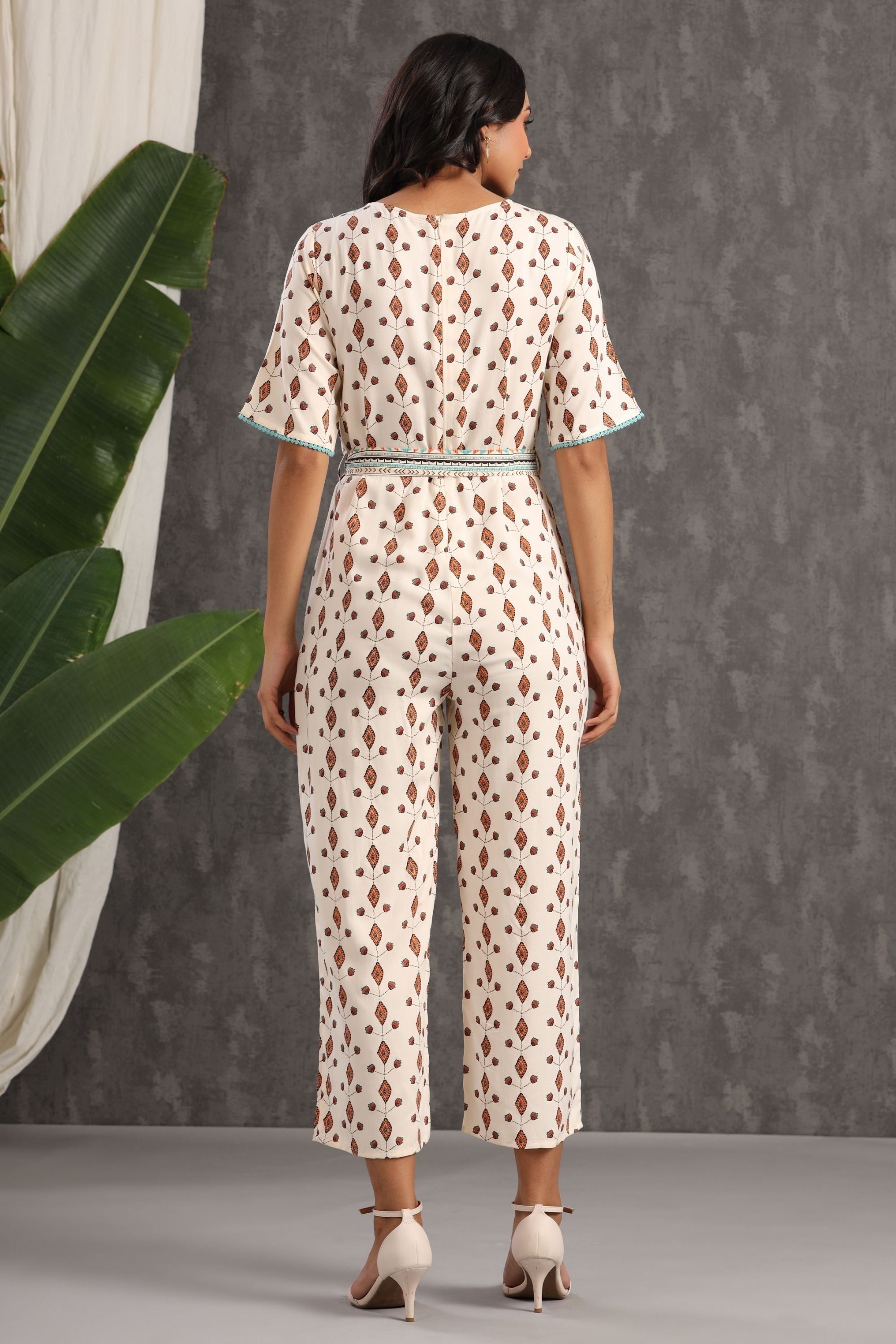 Women Ivory Liva Printed Jumpsuit