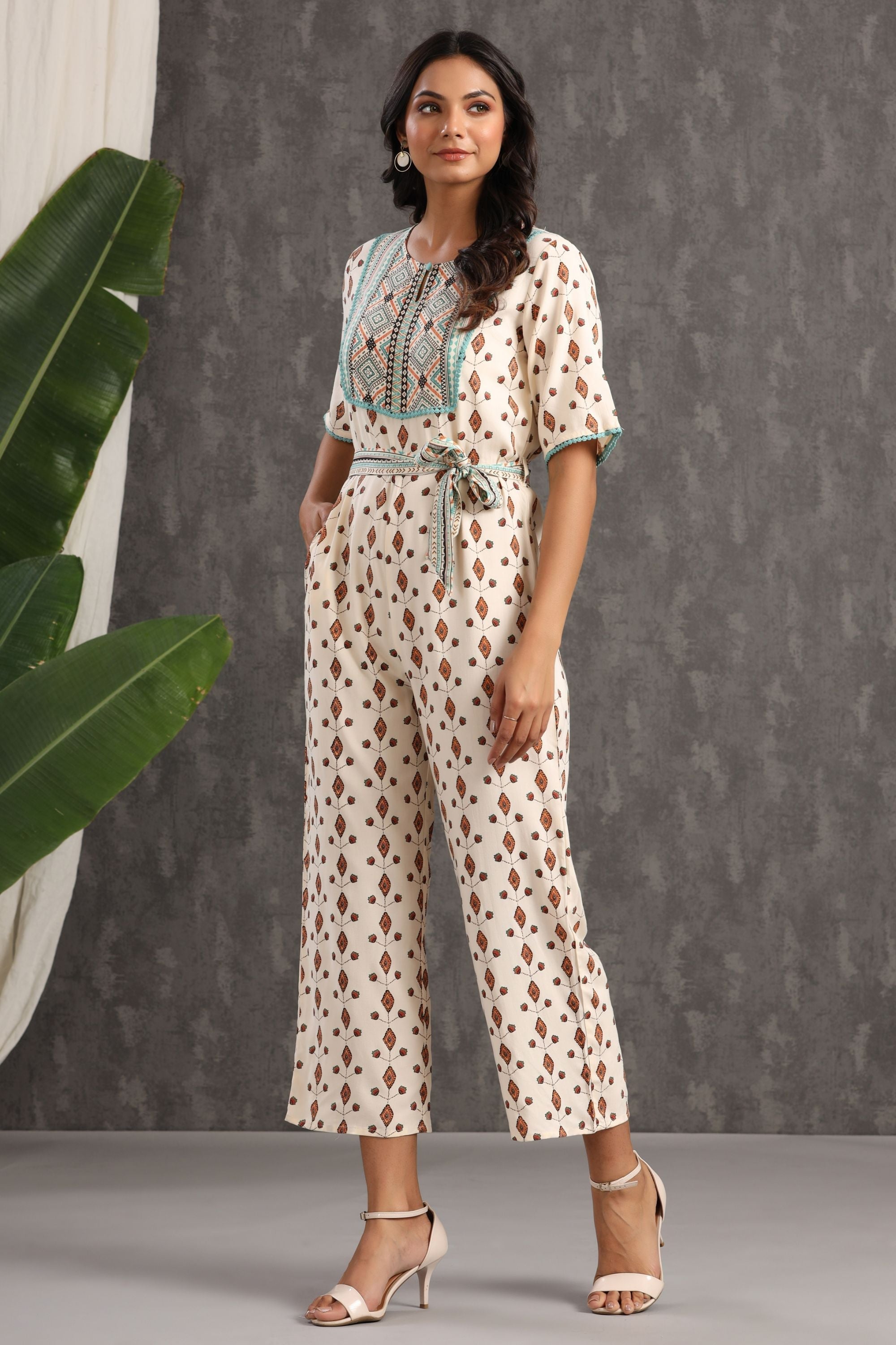 Women Ivory Liva Printed Jumpsuit