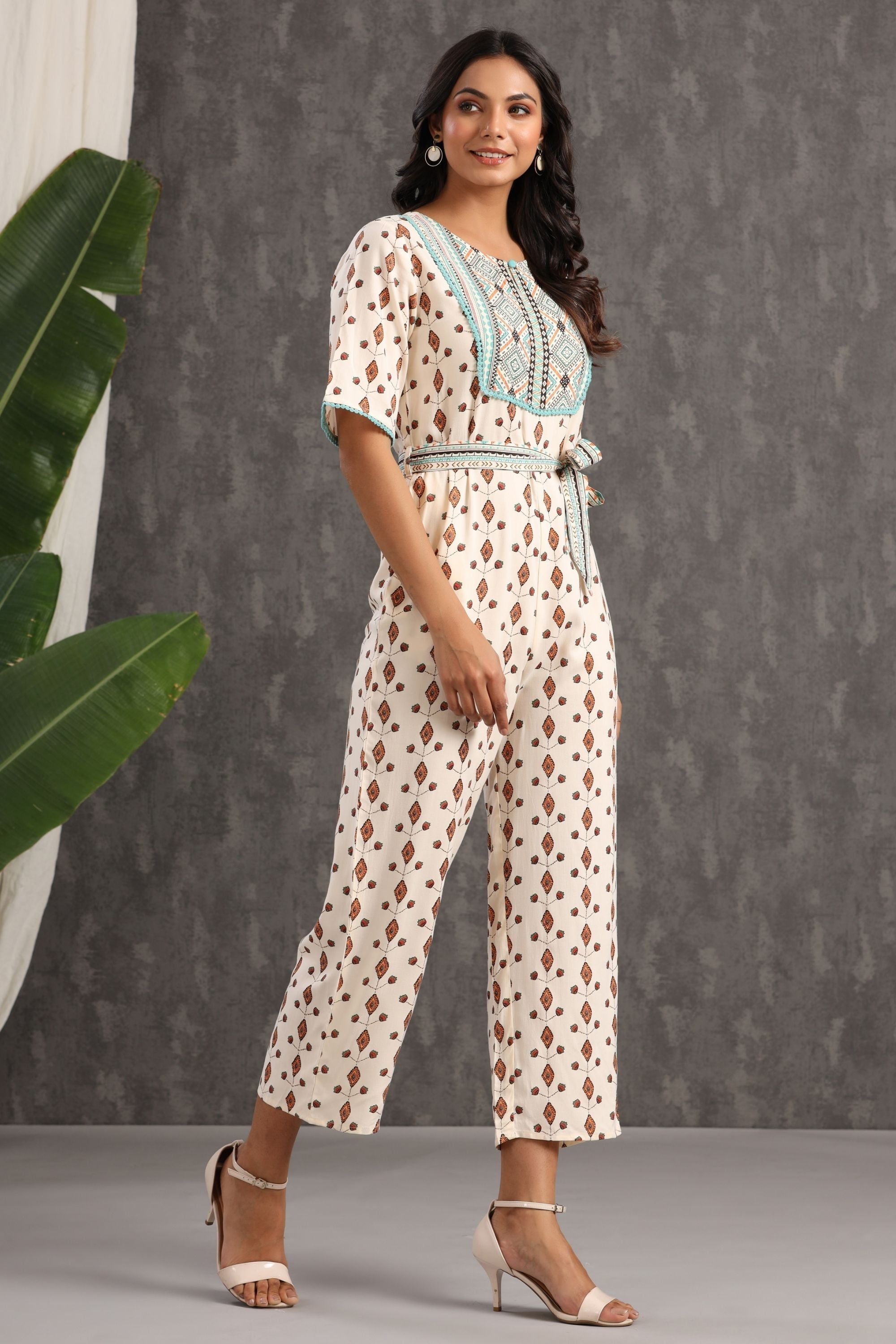 Women Ivory Liva Printed Jumpsuit