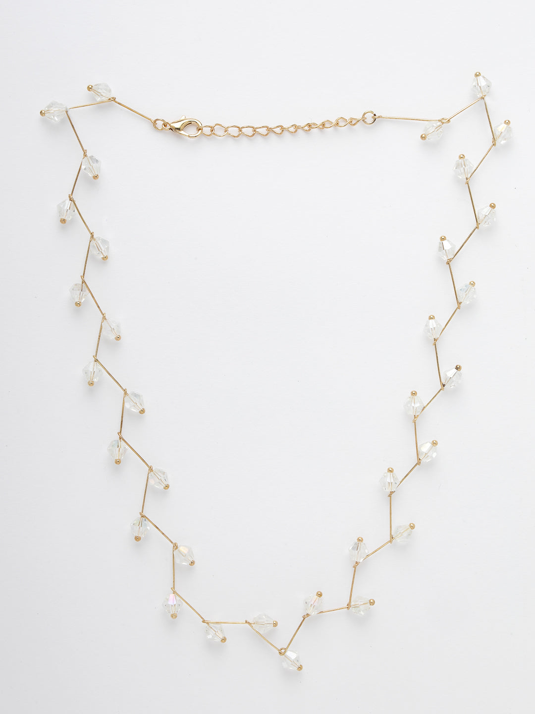 Women's Gold Plated Chain transparent beads Necklace