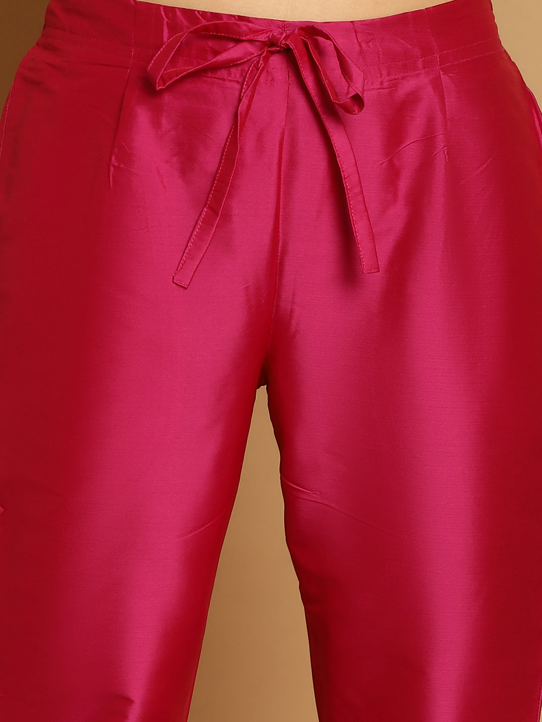 Women Pink Chanderi Trouser Dupatta Set