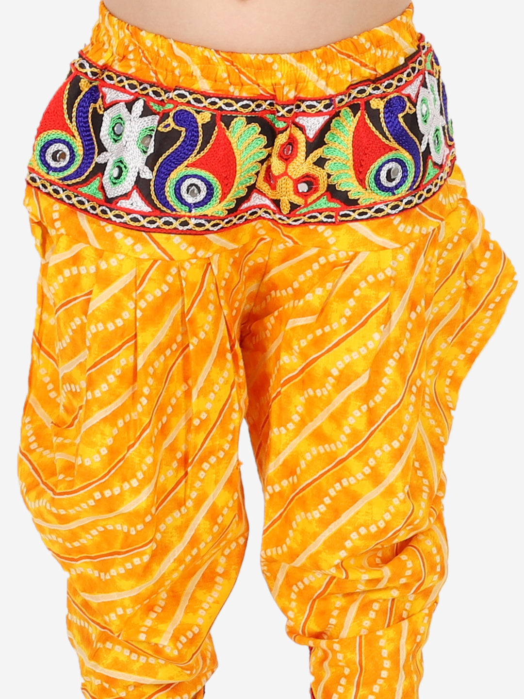 Girls Ethnic Navratri Indo-western Wear Cotton Choli Top with elastic dhoti - Yellow NOZ2TOZ - Made In INDIA.