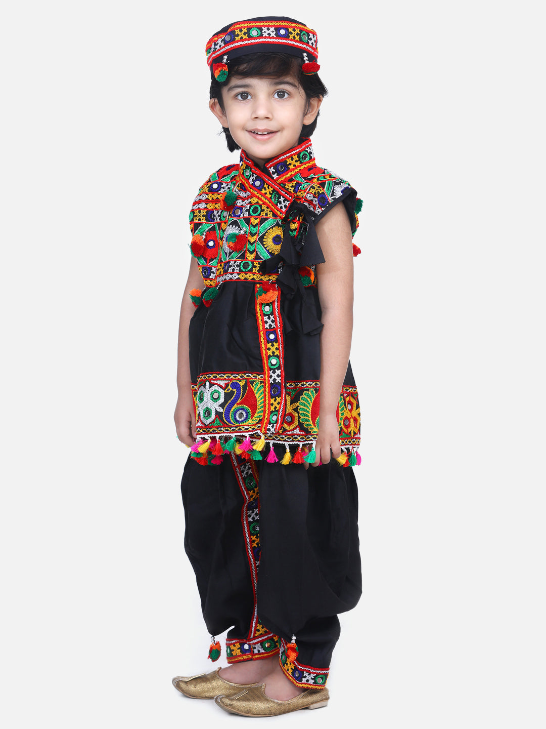 Navratri Embroidered kediya with Dhoti and Cap for Boys- Black NOZ2TOZ - Made In INDIA.