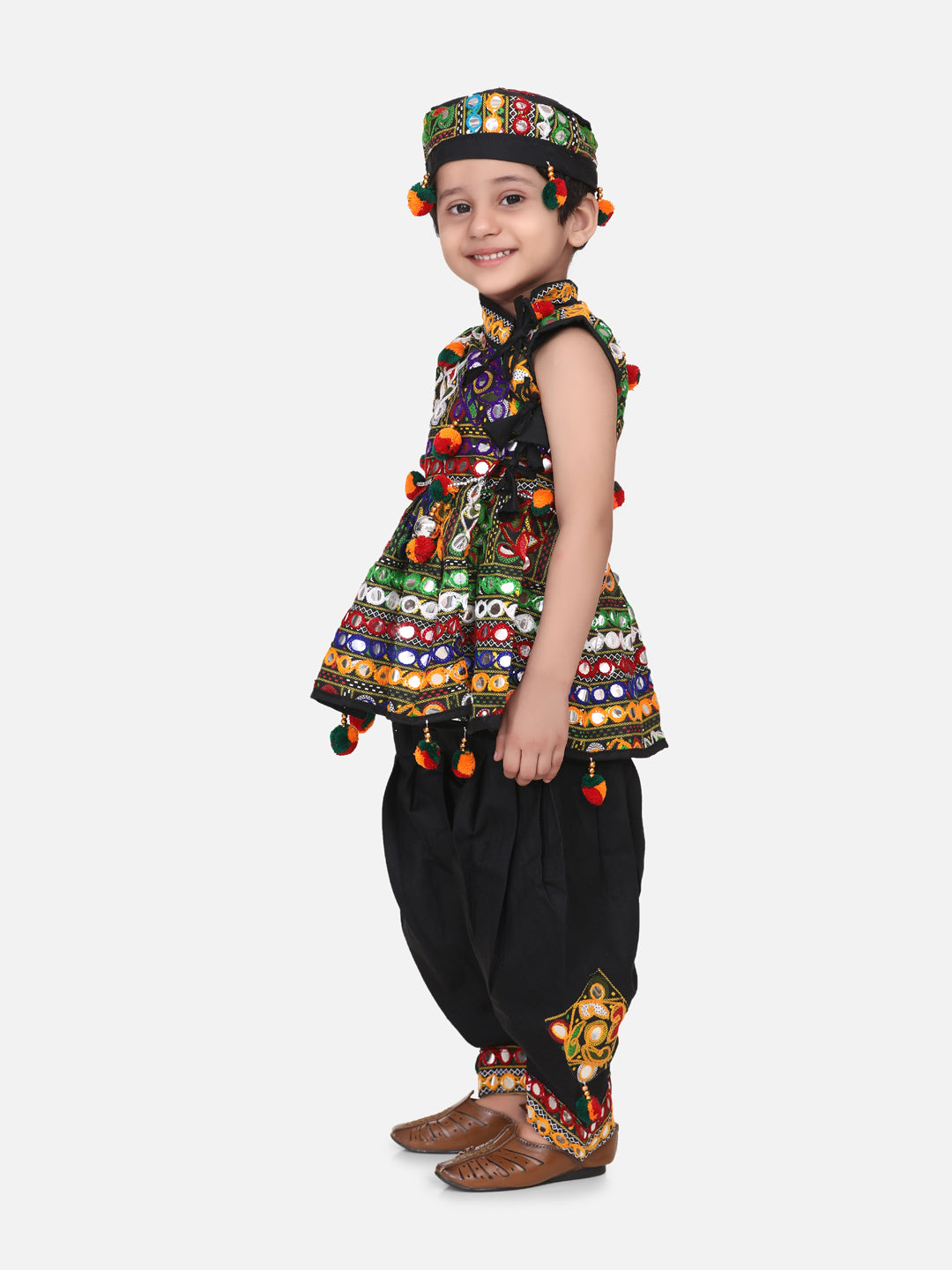 Navratri Embroidered kediya with Dhoti and Cap for Boys- Black NOZ2TOZ - Made In INDIA.