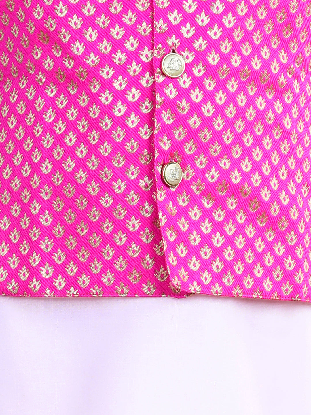 Attached Jacquard Jacket Kurta Pajama for Boys- Pink NOZ2TOZ - Made In INDIA.
