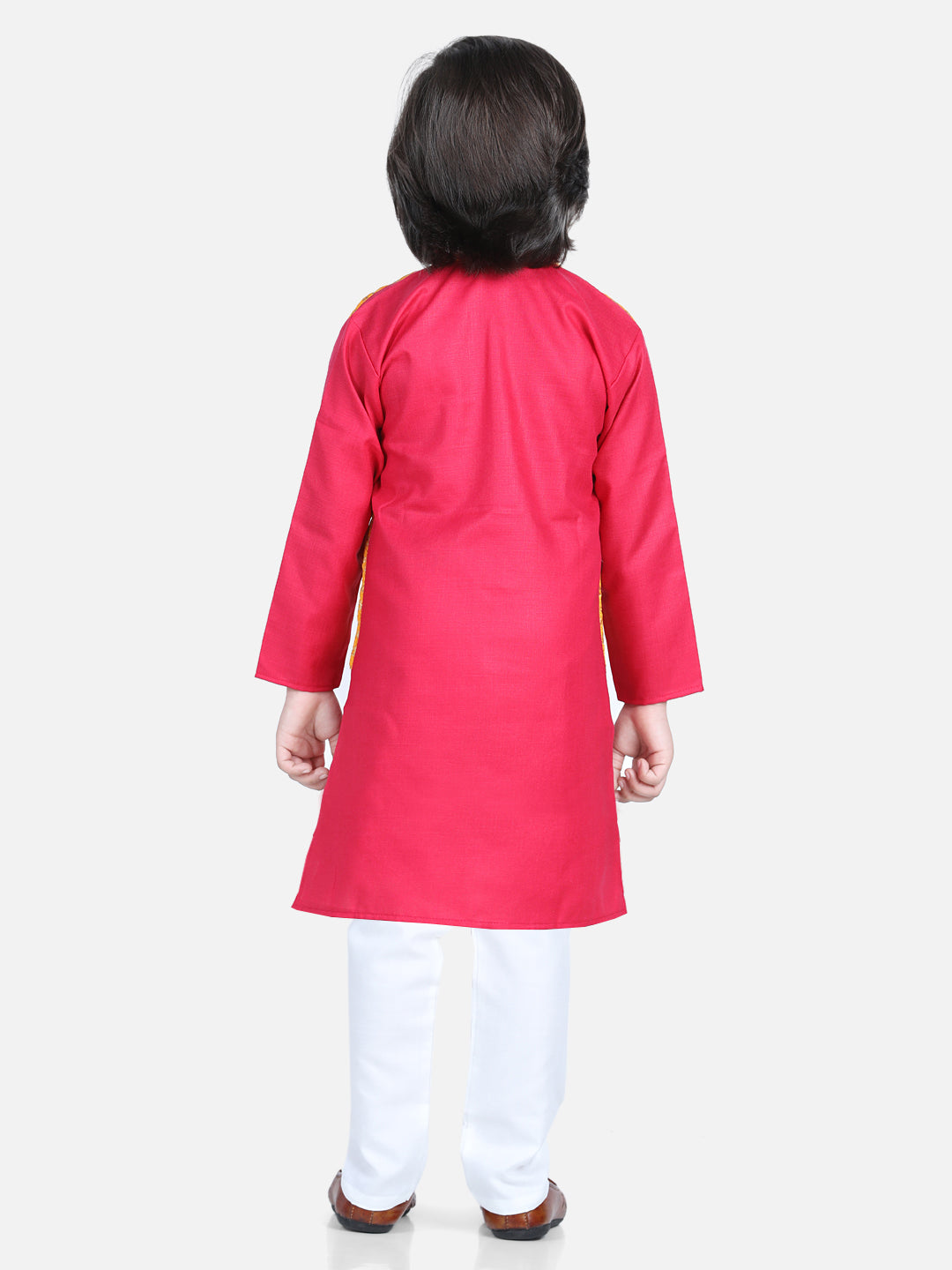 Attached Jacquard Jacket Kurta Pajama for Boys- Pink NOZ2TOZ - Made In INDIA.