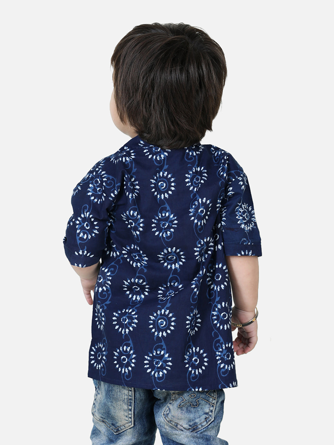 Printed Half Sleeve Pure Cotton Shirt for Boys- Indigo NOZ2TOZ - Made In INDIA.