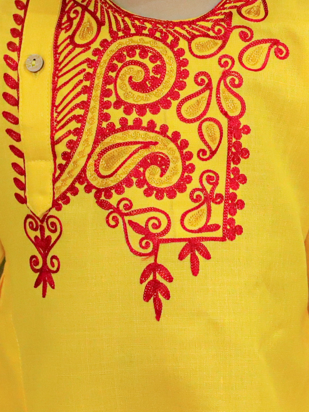Embroidered Bangali Style Kurta with Dhoti for Boys- Yellow NOZ2TOZ - Made In INDIA.