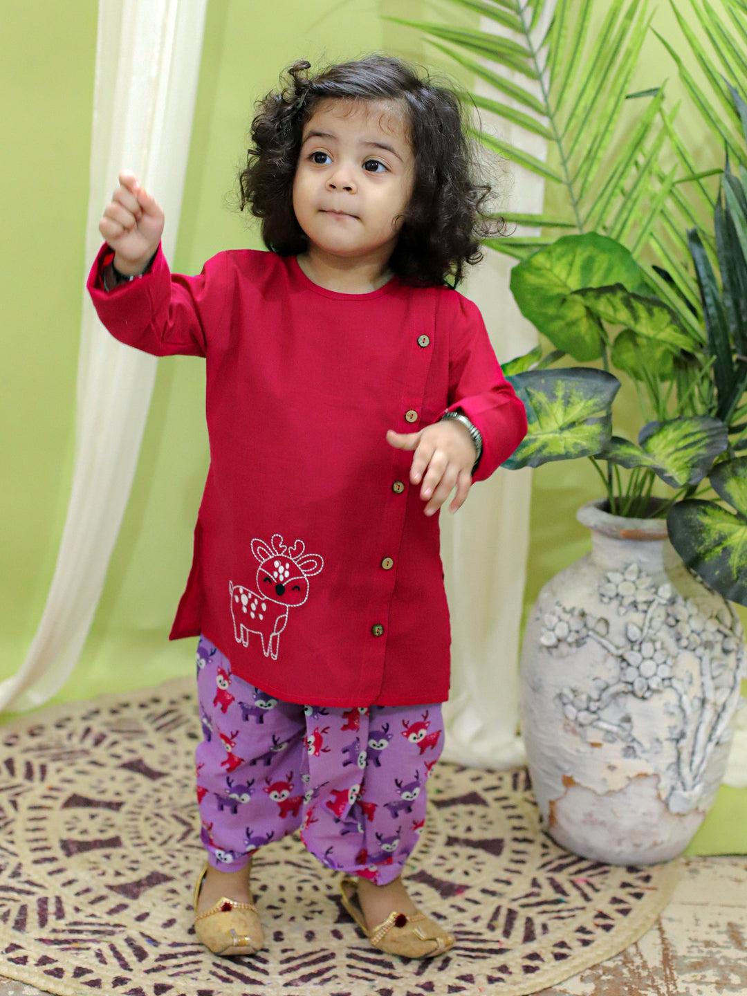 Ethnic festive Wear Embroidered Pure Cotton Kurta with Printed Dhoti for Boys- Purple NOZ2TOZ - Made In INDIA.