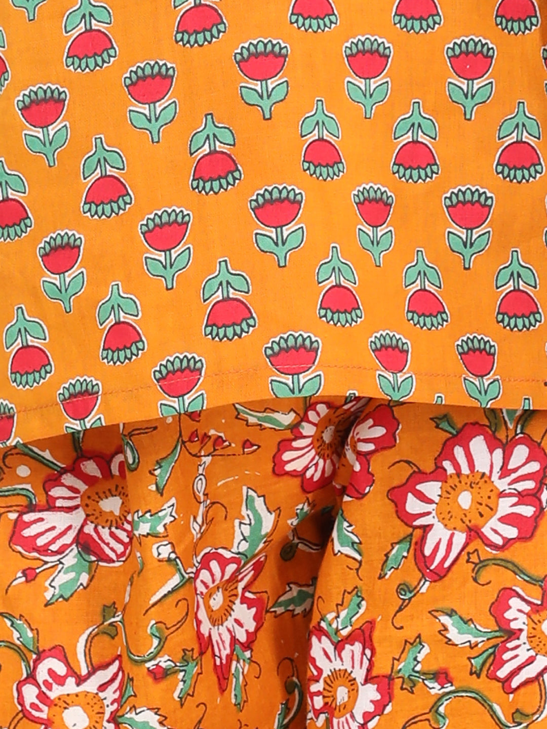 Girls Pure Cotton Printed Top Harem pant Indo Western Clothing Set - Orange NOZ2TOZ - Made In INDIA.