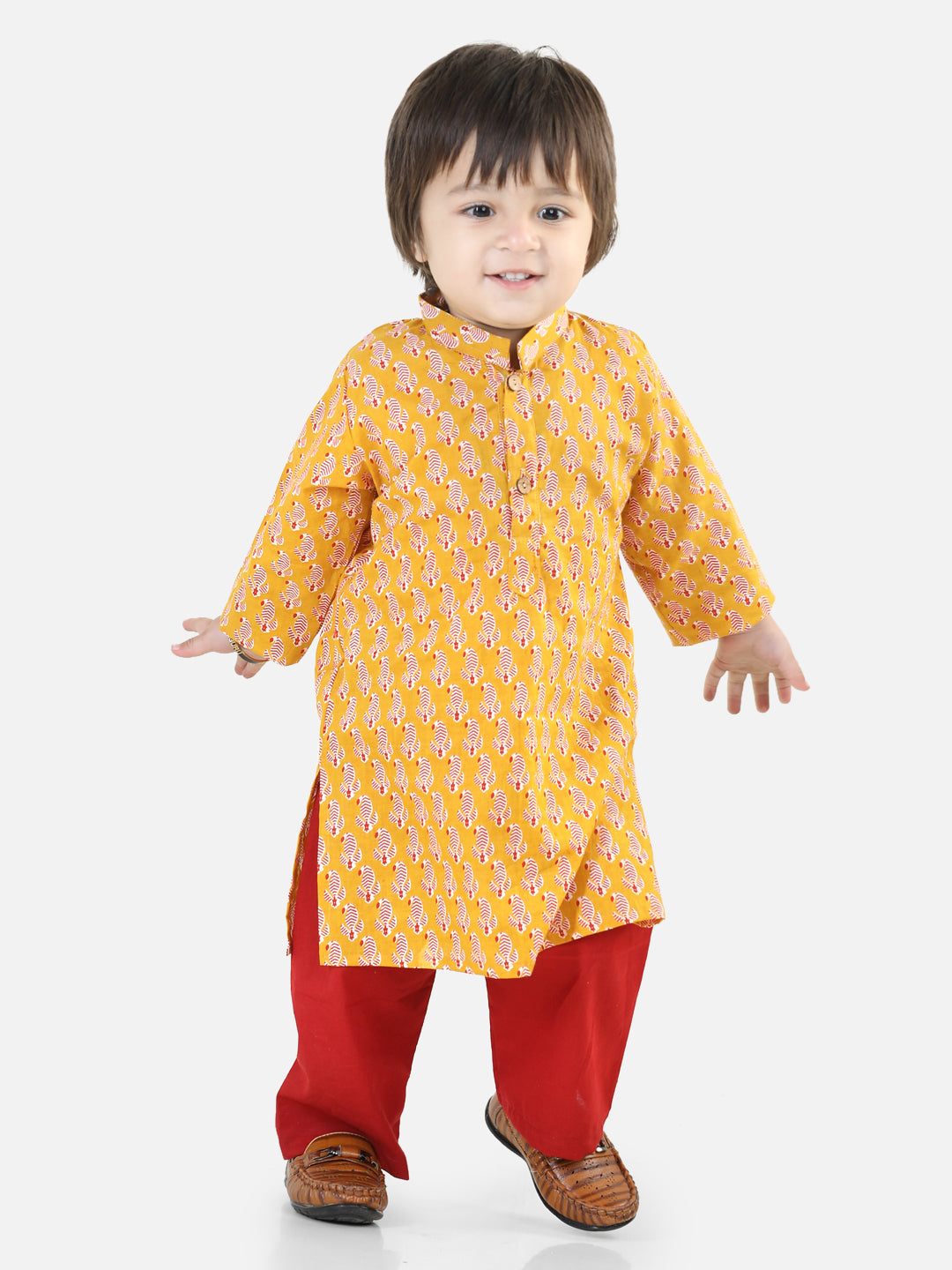 Pure Cotton Full Sleeve Kurta Pajama for Boys- Yellow NOZ2TOZ - Made In INDIA.