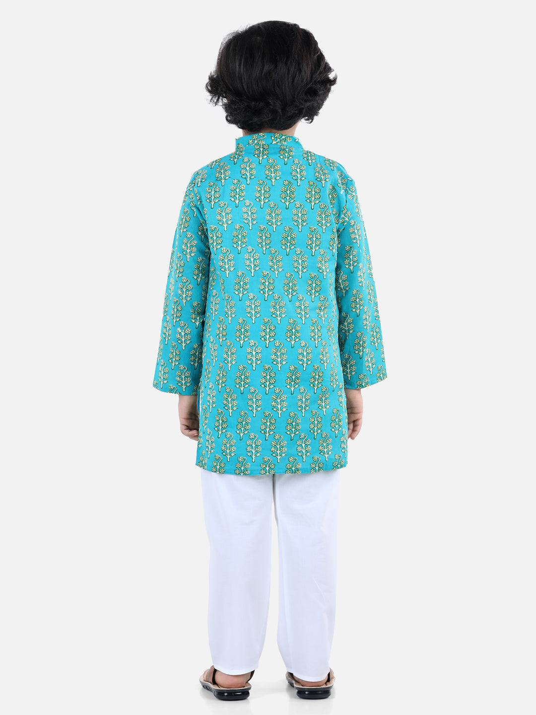 Cotton printed Asymmetric Front Open Kurta Pajama- Green NOZ2TOZ - Made In INDIA.