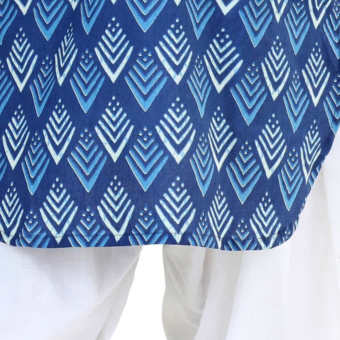 Printed Cotton Full Sleeve Pathani Salwar Set for Boys- Blue NOZ2TOZ - Made In INDIA.