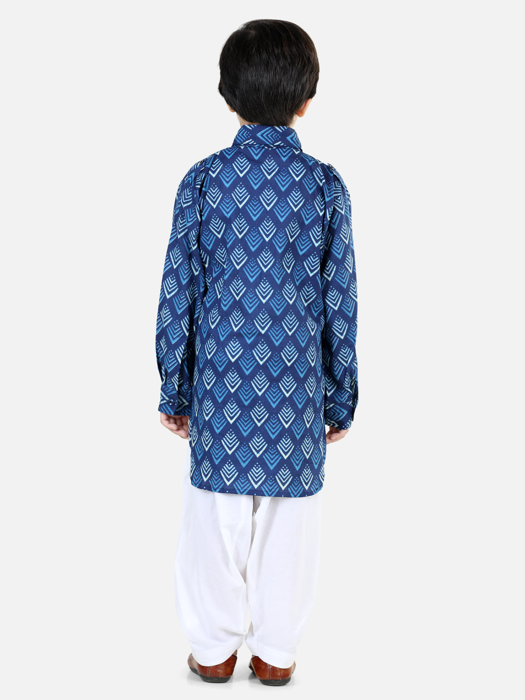 Printed Cotton Full Sleeve Pathani Salwar Set for Boys- Blue NOZ2TOZ - Made In INDIA.
