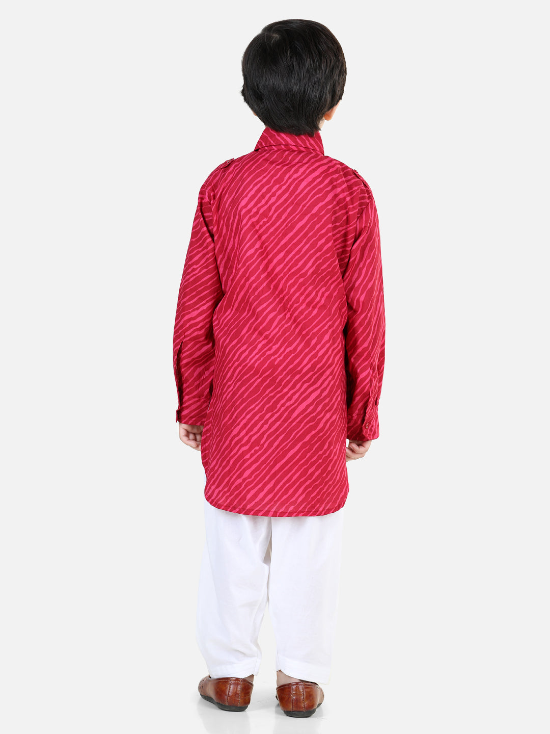 Printed Cotton Full Sleeve Pathani Salwar Set for Boys- Pink NOZ2TOZ - Made In INDIA.