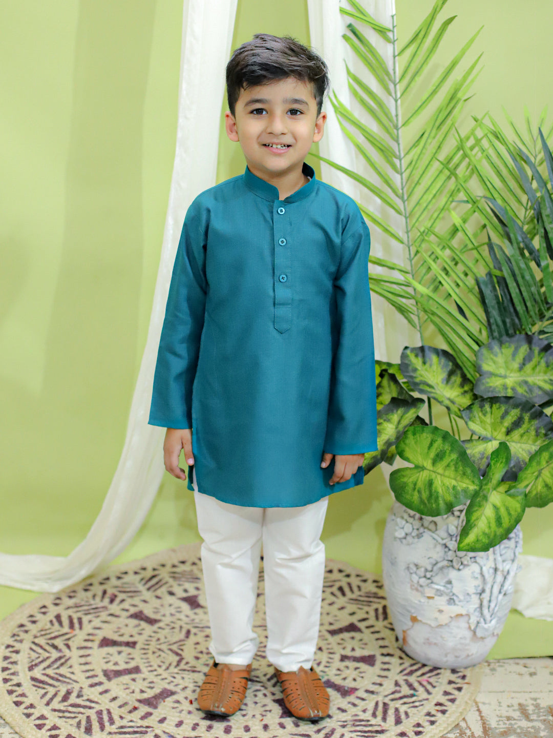 Boys Festive Wear Jacquard Jacket with Cotton Kurta Pajama Yellow NOZ2TOZ - Made In INDIA.