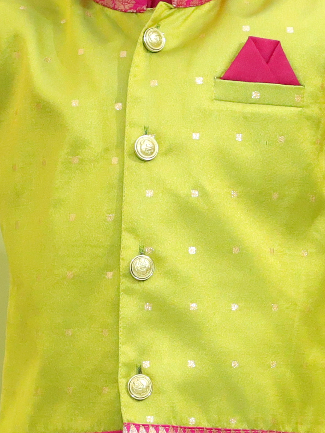 Ethnic Festive Wear Silk Jacket with Cotton Kurta Pajama for Boys- Green NOZ2TOZ - Made In INDIA.