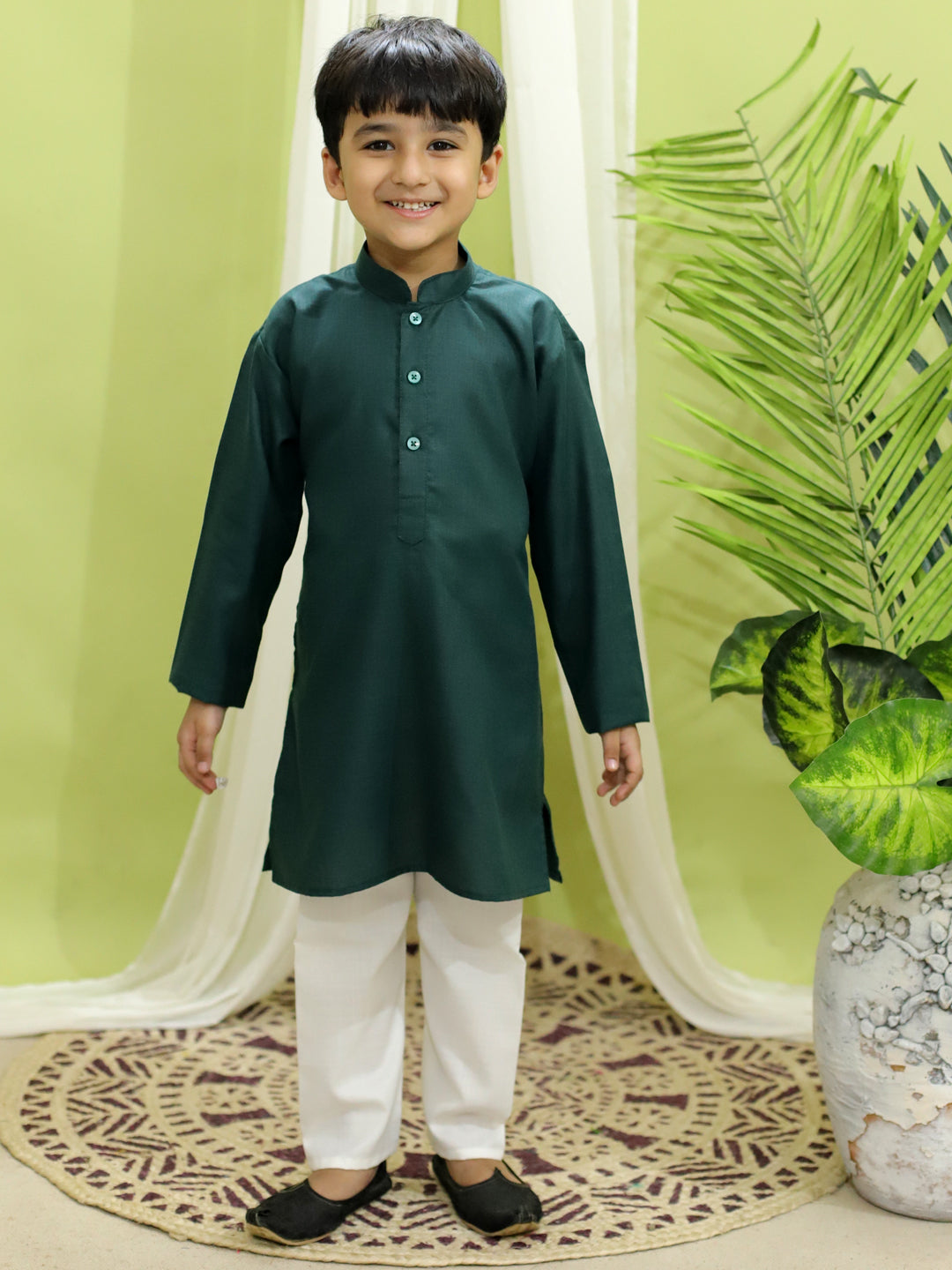Ethnic Festive Wear Silk Jacket with Cotton Kurta Pajama for Boys- Pink NOZ2TOZ - Made In INDIA.