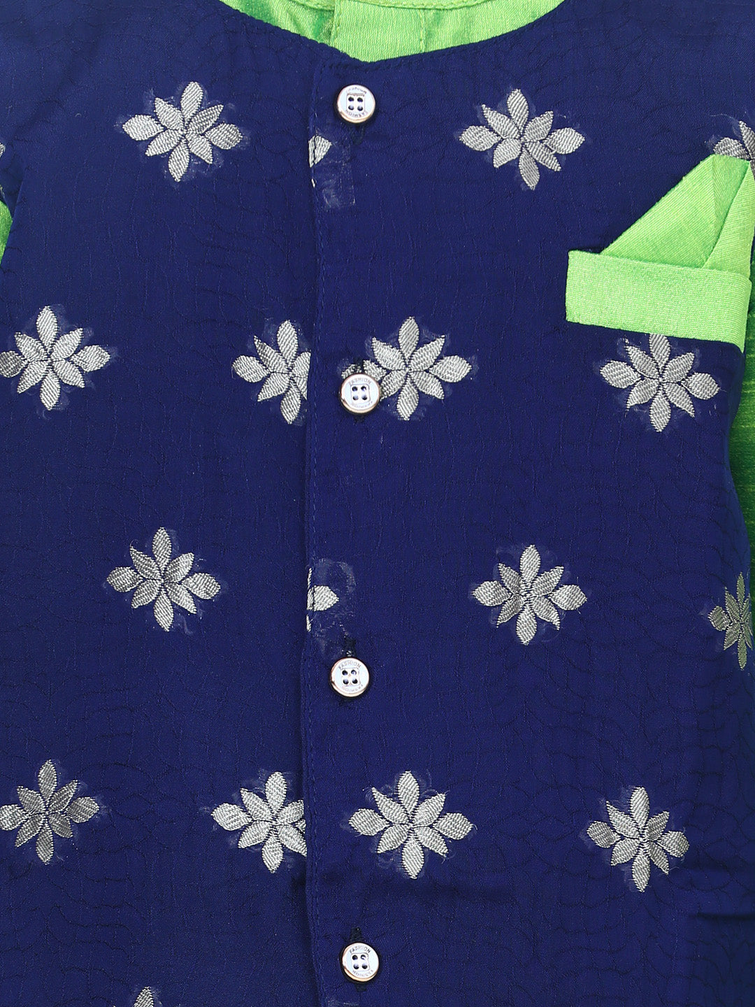 Boys Ethnic Wear Attached Chiffon printed Jacket Full Sleeve Kurta Pajama- Green NOZ2TOZ - Made In INDIA.