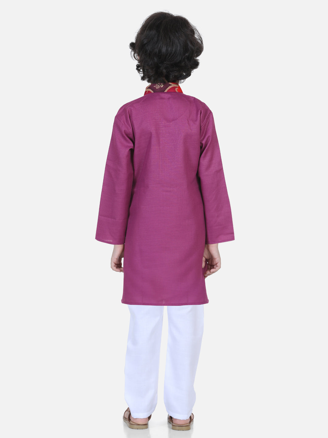 Boys Festive wear Attached Printed Jacket Kurta Pajama -Purple NOZ2TOZ - Made In INDIA.