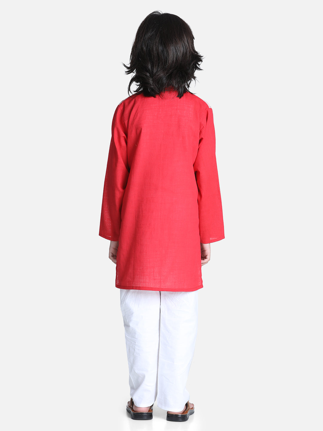 Boys Ethnic Festive Wear Cotton Attached Floral Jacket Kurta Pajama - Peach NOZ2TOZ - Made In INDIA.