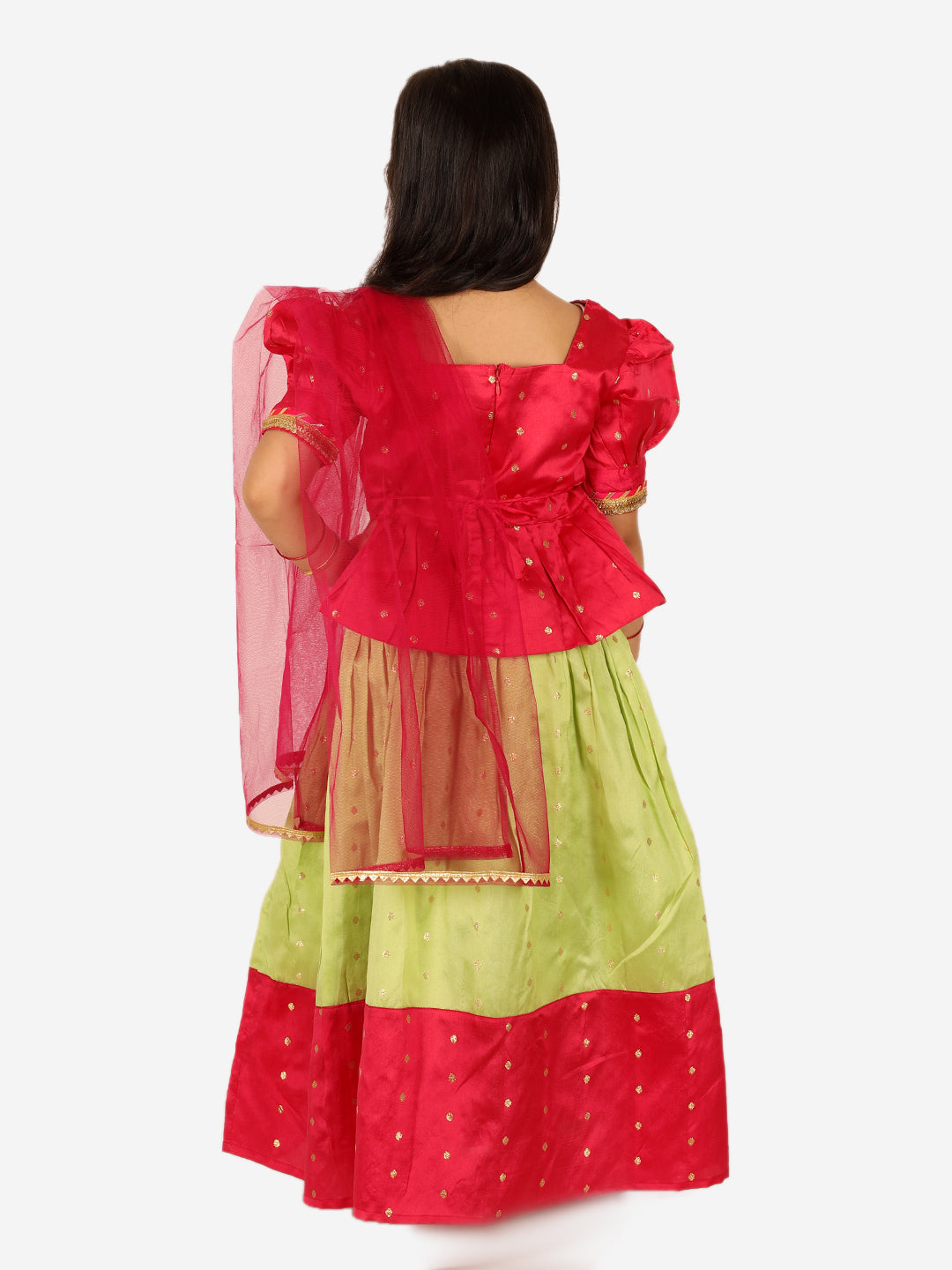 Buy Puff Sleeve Choli Lehenga with Dupatta for Girls- Pink Online @ NOZ2TOZ