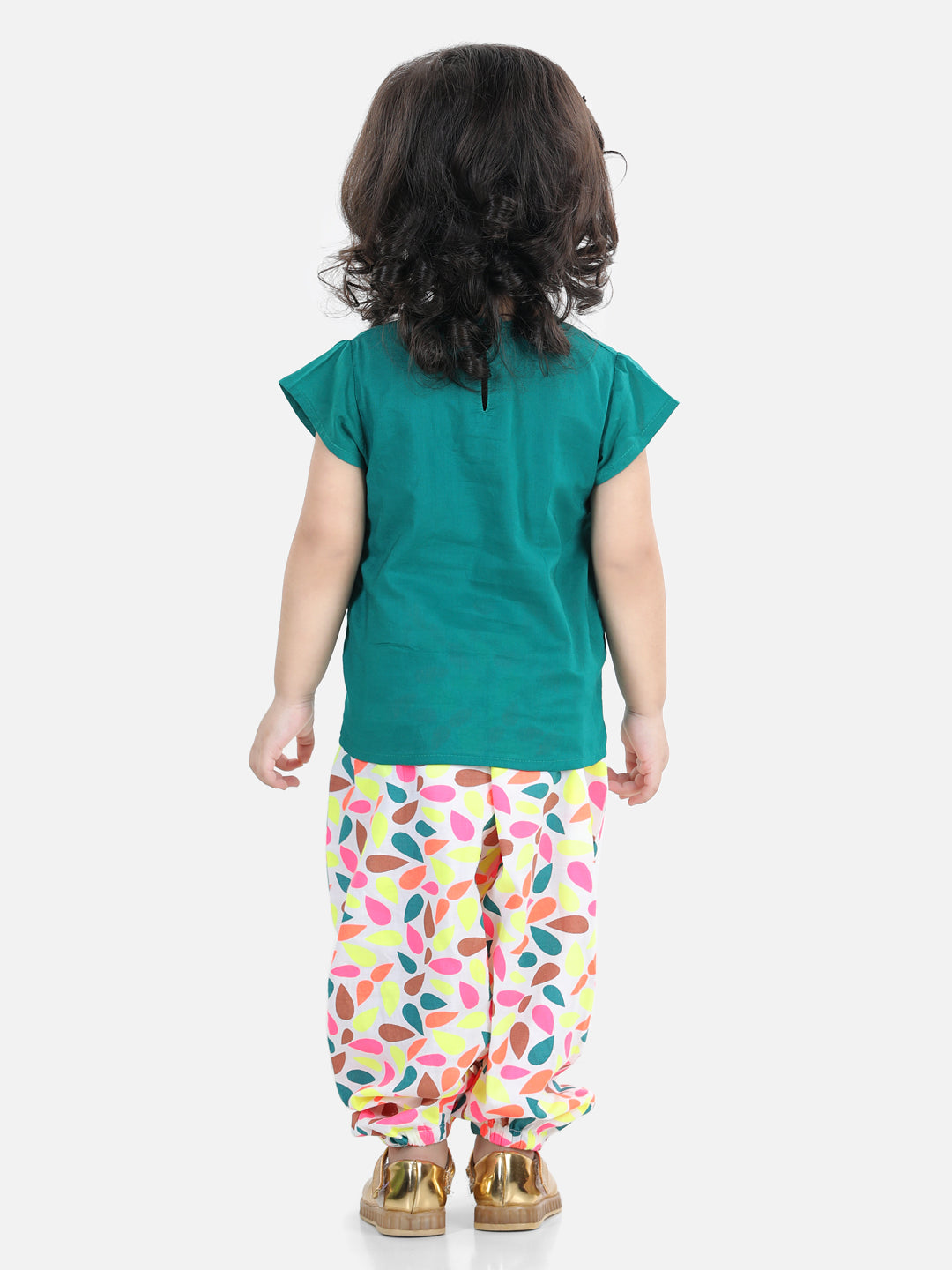 Girls Heart patch Pure Cotton Patch Top with Harem pant Indo Western Clothing Sets - Blue NOZ2TOZ - Made In INDIA.