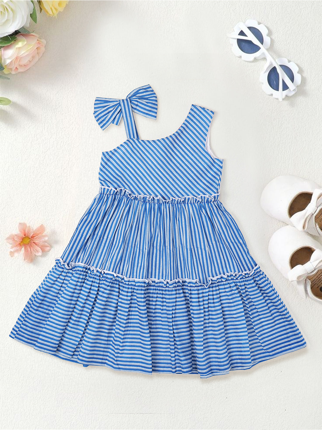 Blue Striped Cotton Dress
