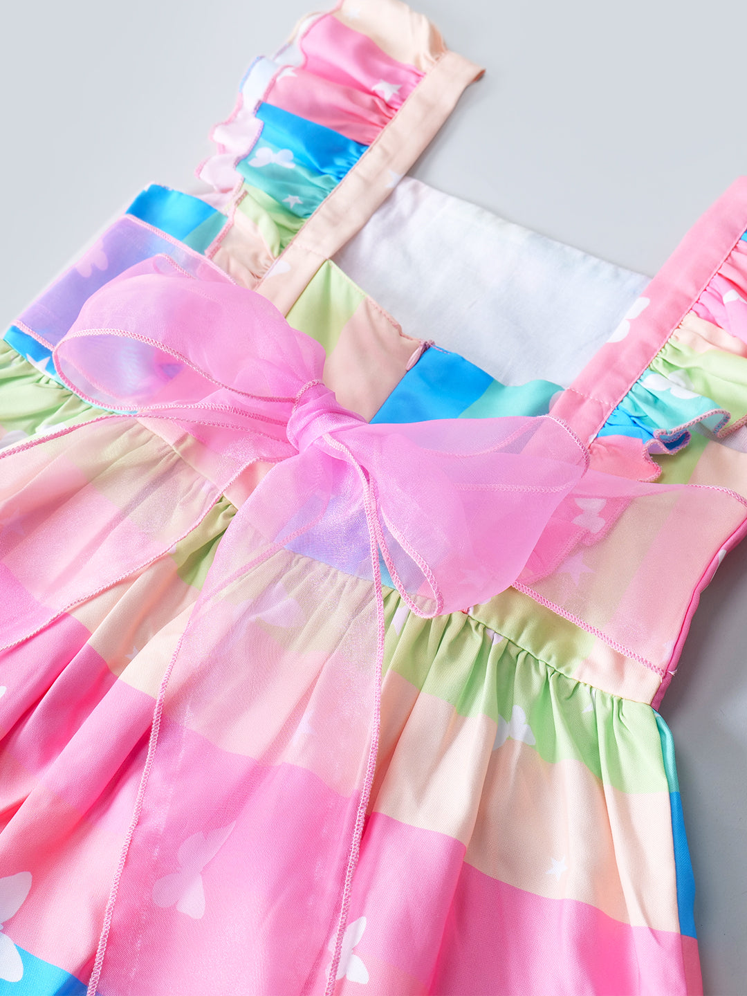 Rayon Dress With Ruffle Sleeves & Waist Tie