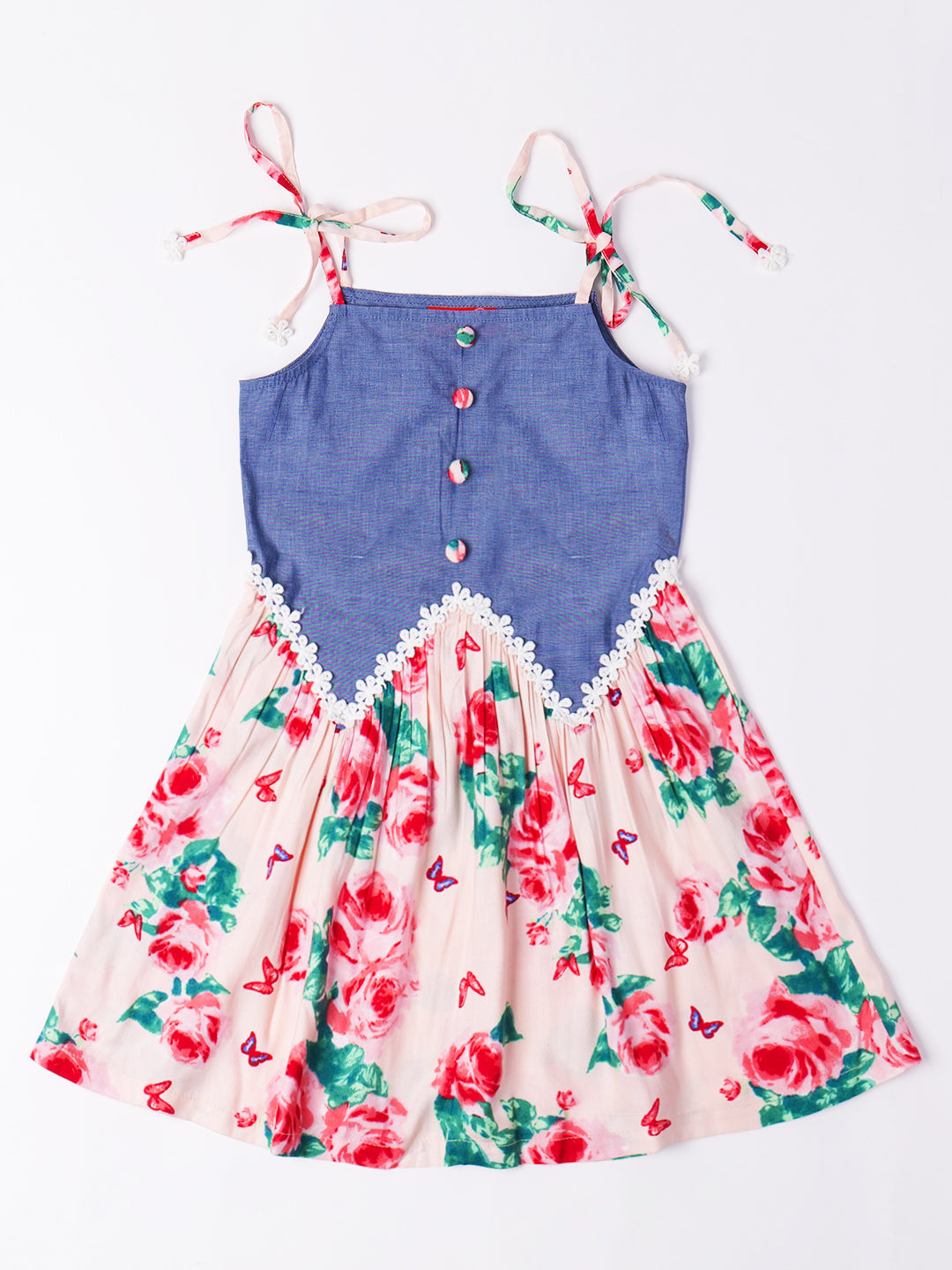 Multi-Color Chambray & Rayon Dress