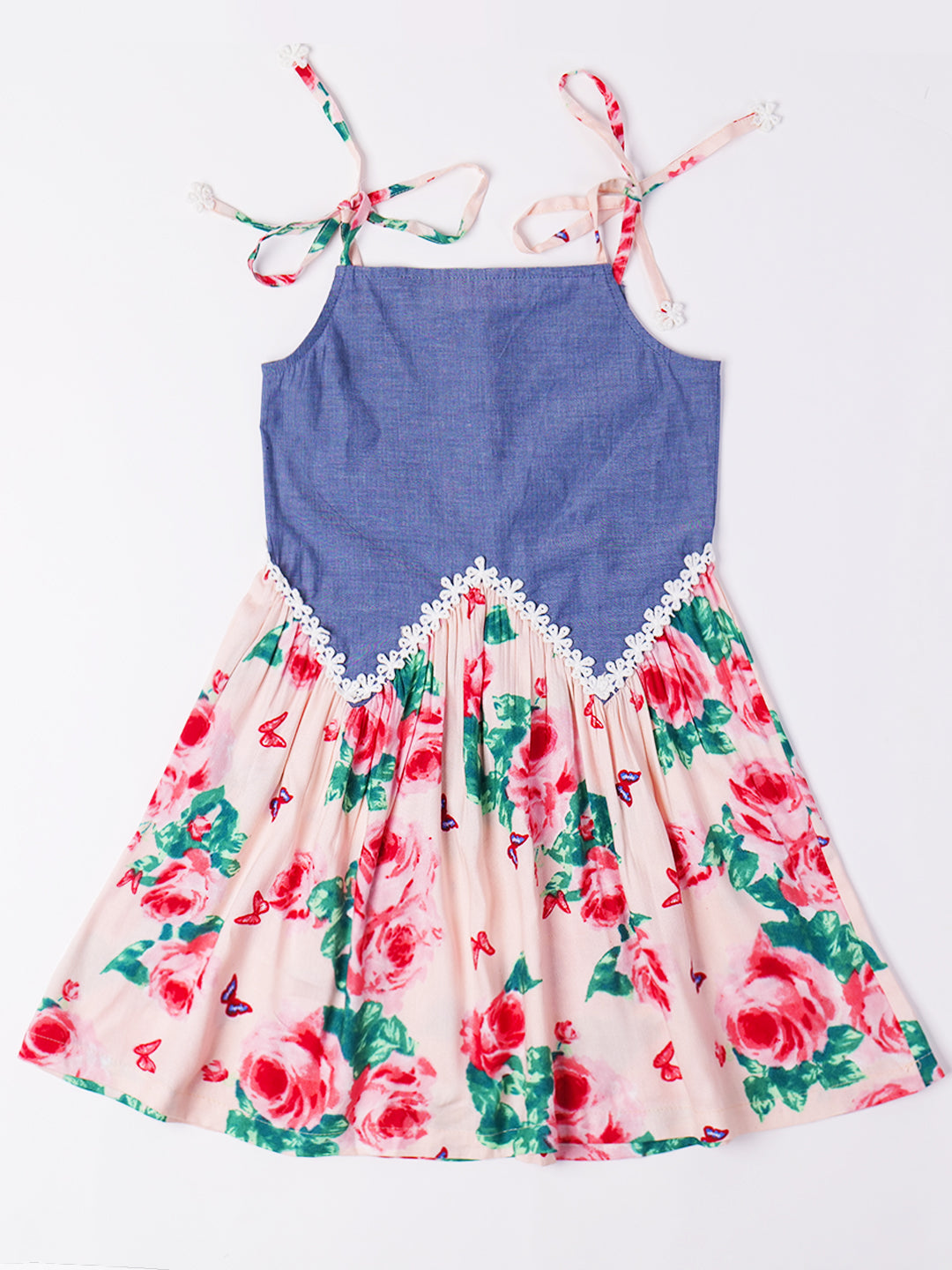 Multi-Color Chambray & Rayon Dress