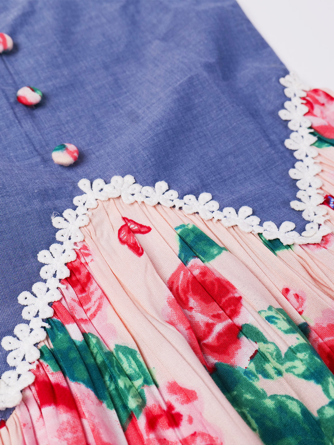 Multi-Color Chambray & Rayon Dress