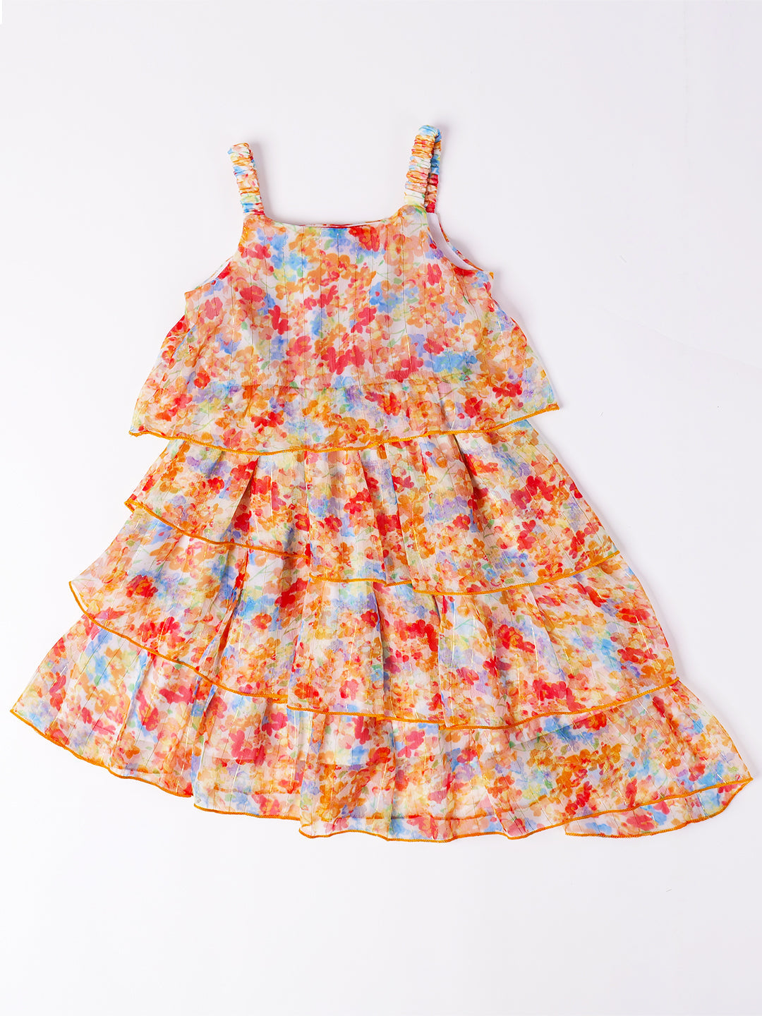 Mustard Chiffon Printed Dress