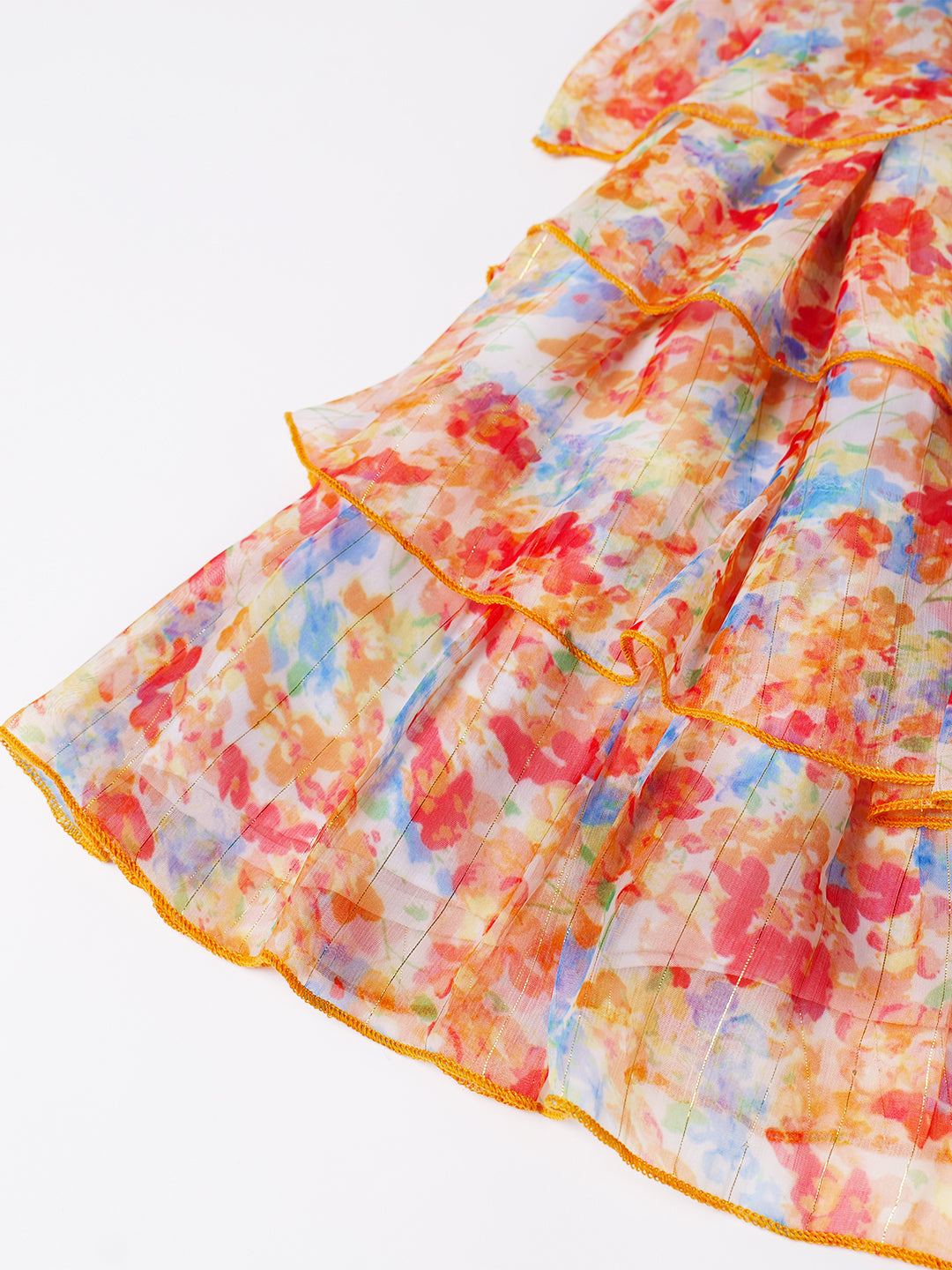 Mustard Chiffon Printed Dress