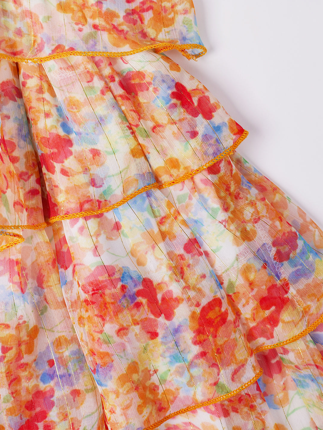 Mustard Chiffon Printed Dress