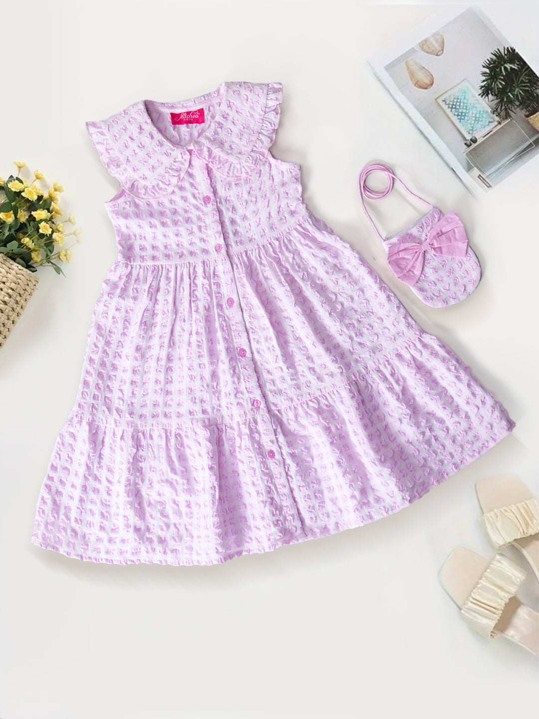 Pink Cotton Check Dress