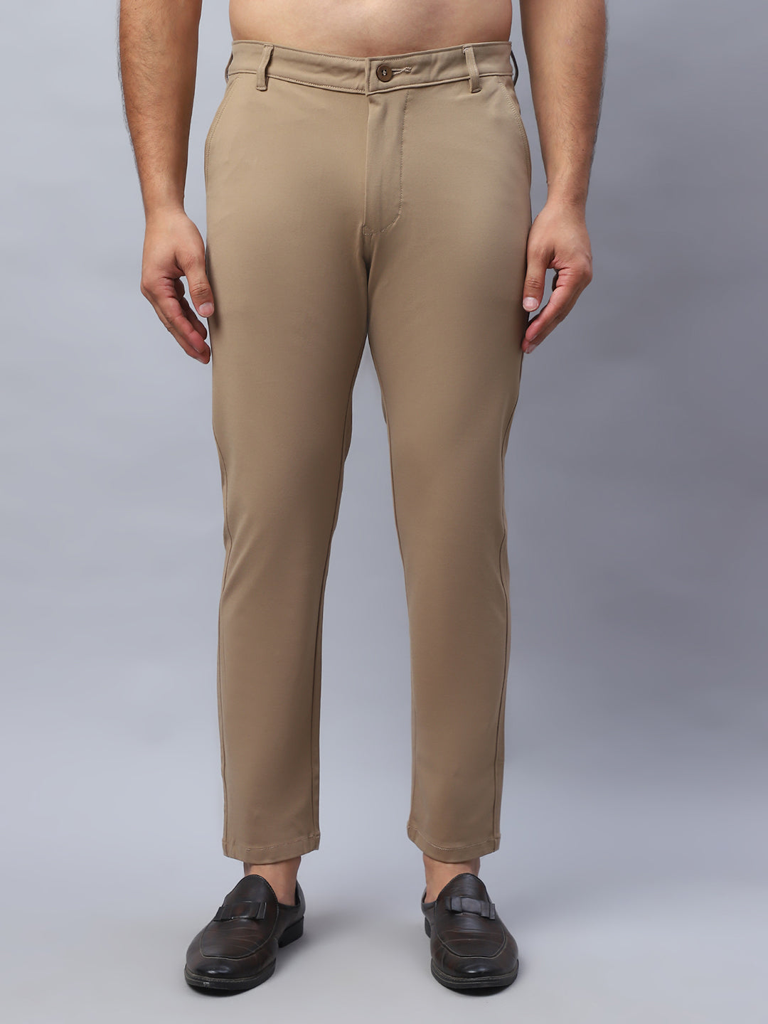 Tapered Fit  Solid Trousers For Men NOZ2TOZ - Made In INDIA.