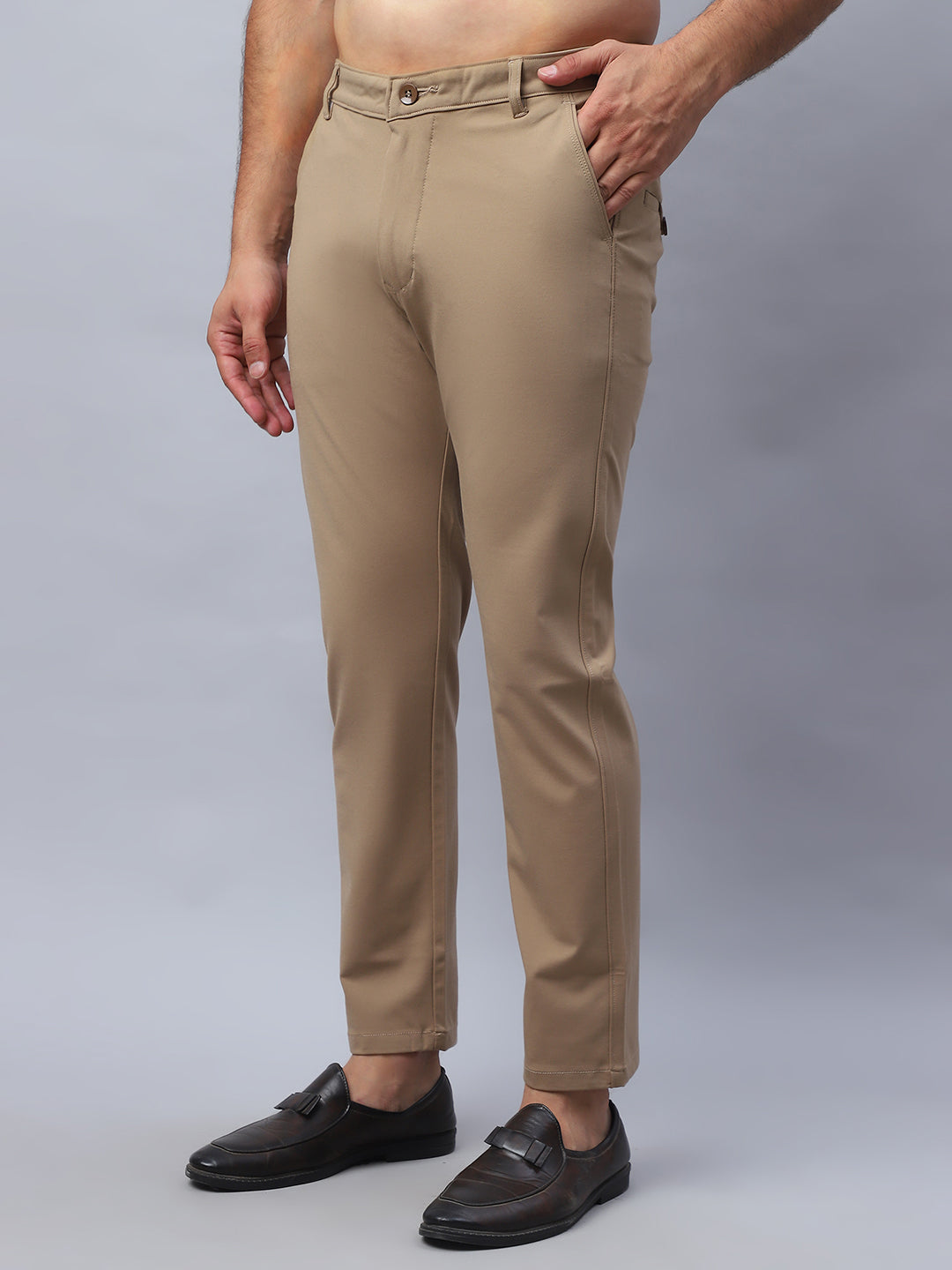 Tapered Fit  Solid Trousers For Men NOZ2TOZ - Made In INDIA.