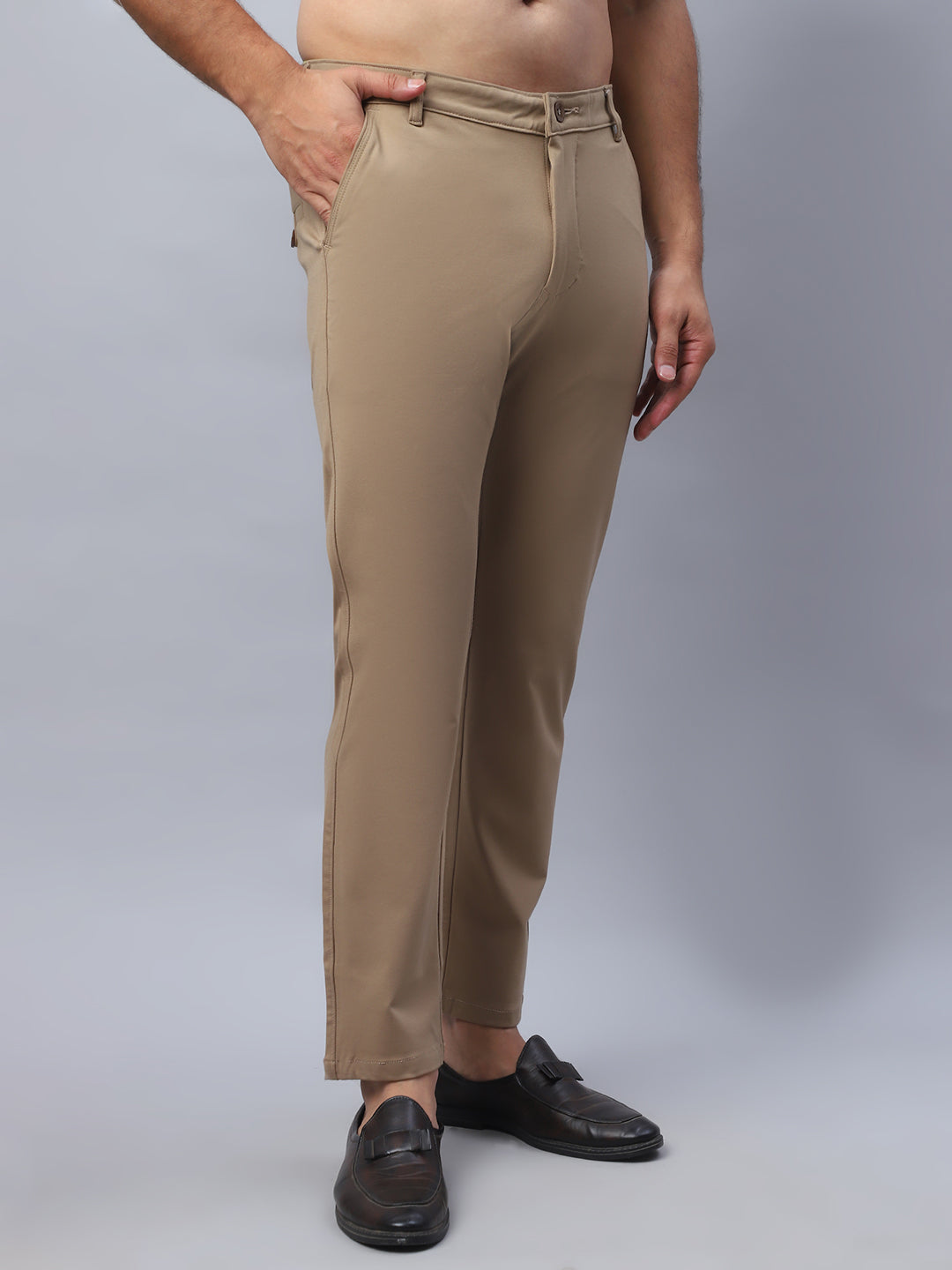 Tapered Fit  Solid Trousers For Men NOZ2TOZ - Made In INDIA.