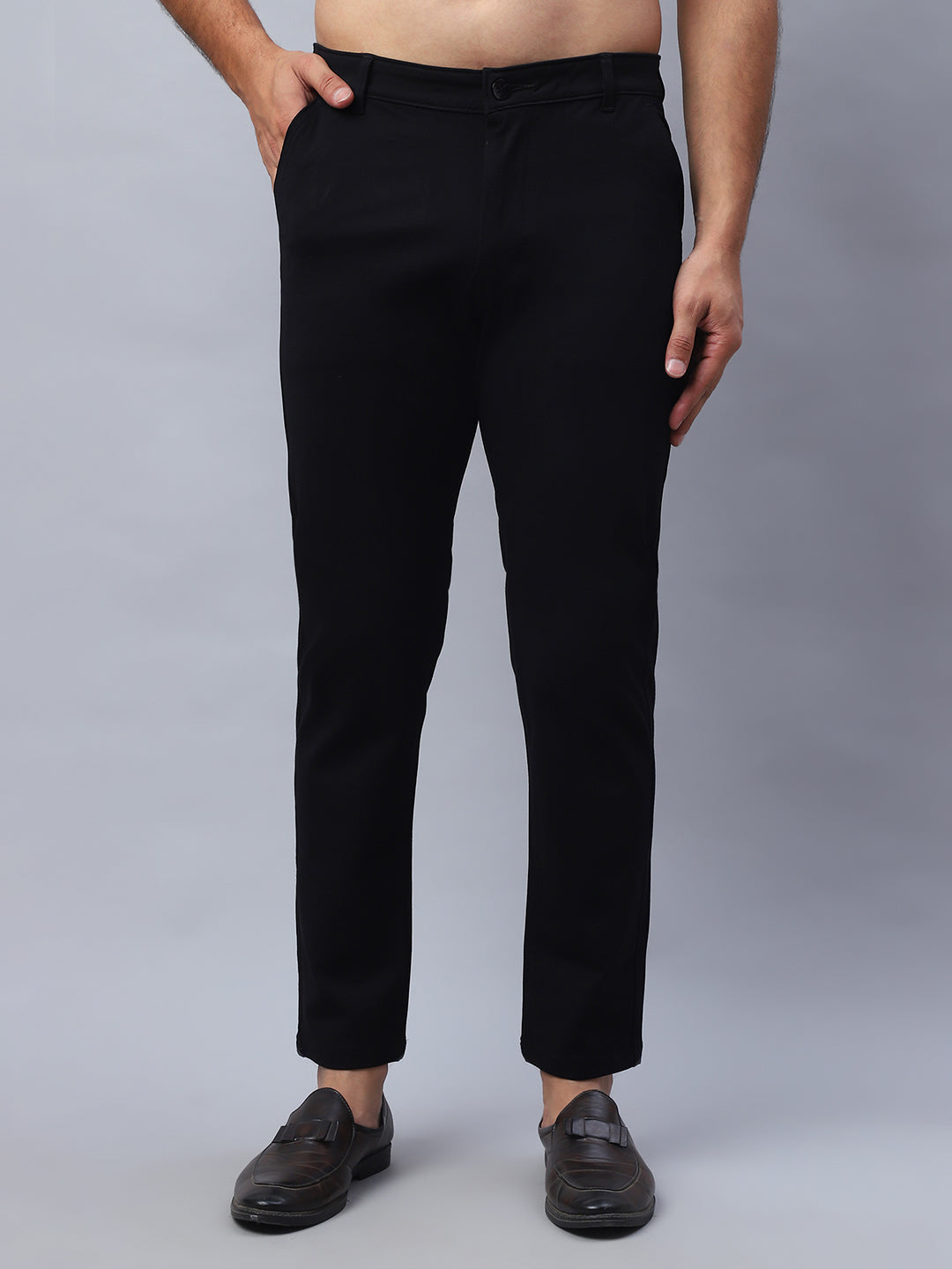 Tapered Fit  Solid Trousers For Men NOZ2TOZ - Made In INDIA.