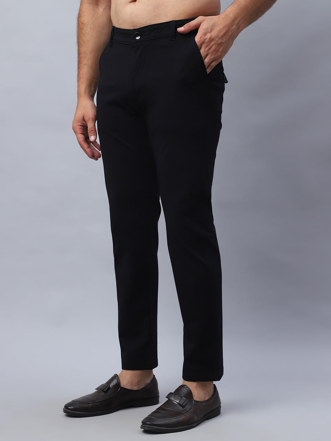 Tapered Fit  Solid Trousers For Men NOZ2TOZ - Made In INDIA.