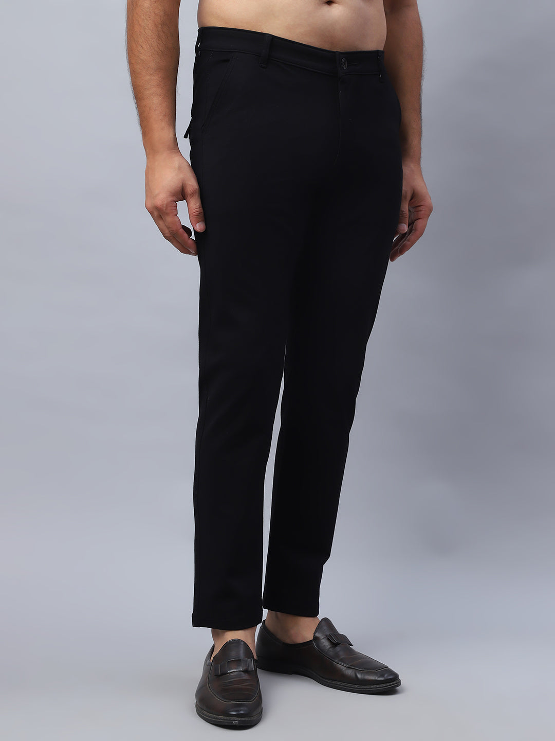 Tapered Fit  Solid Trousers For Men NOZ2TOZ - Made In INDIA.