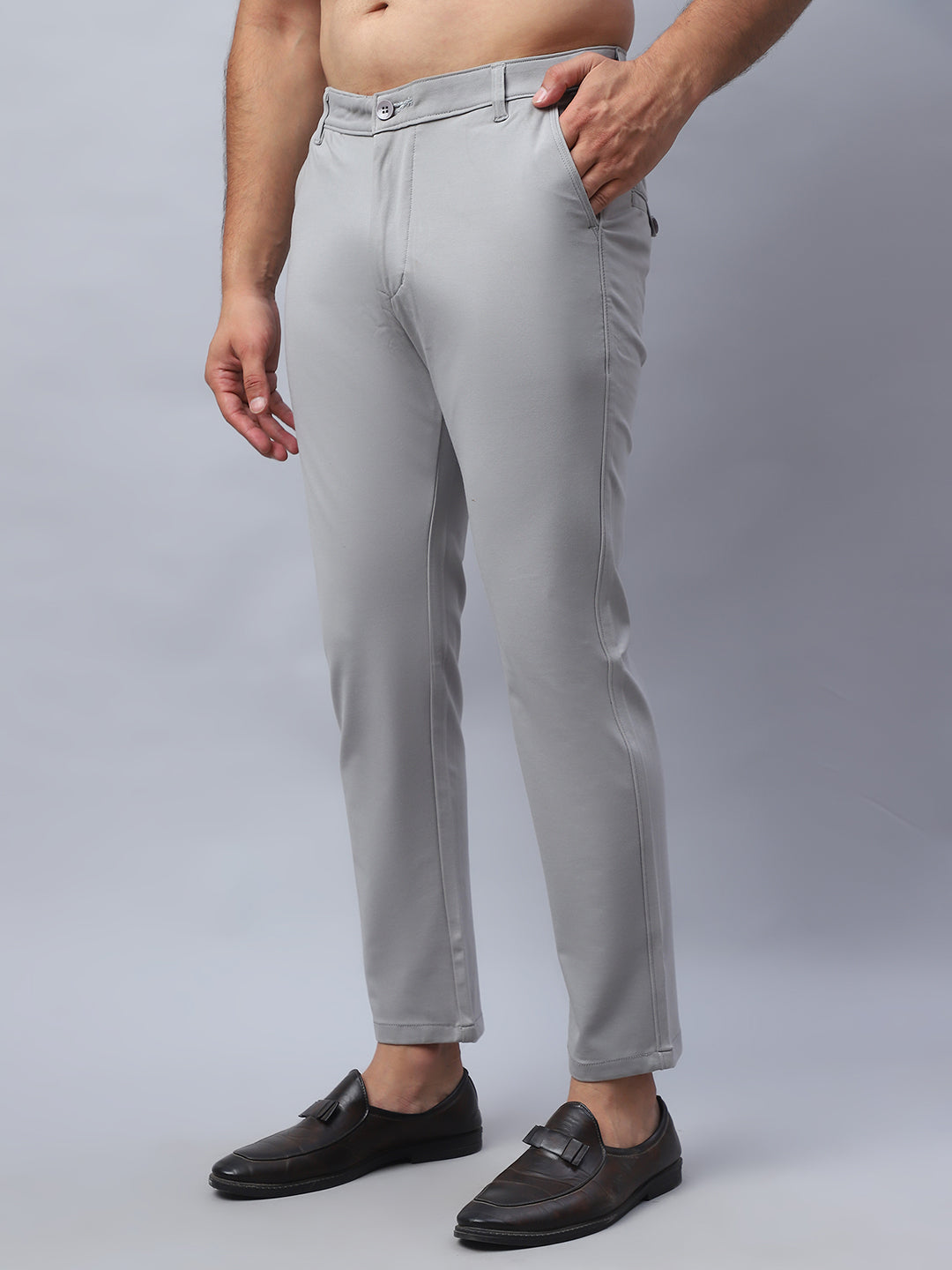 Tapered Fit  Solid Trousers For Men NOZ2TOZ - Made In INDIA.