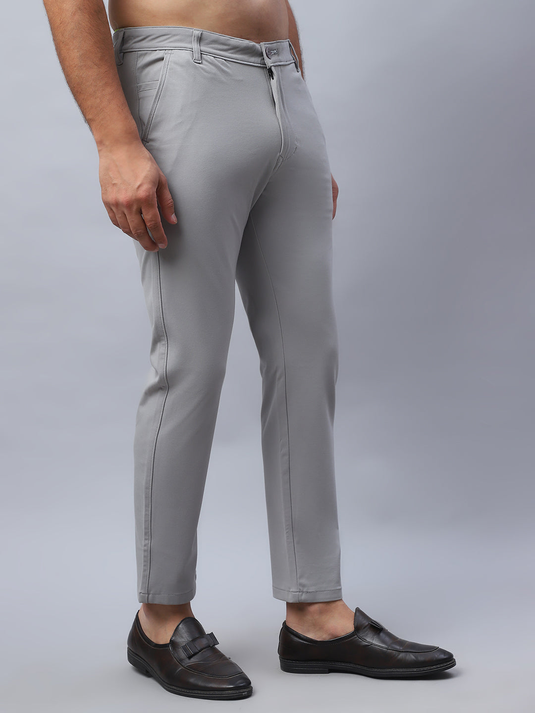 Tapered Fit  Solid Trousers For Men NOZ2TOZ - Made In INDIA.