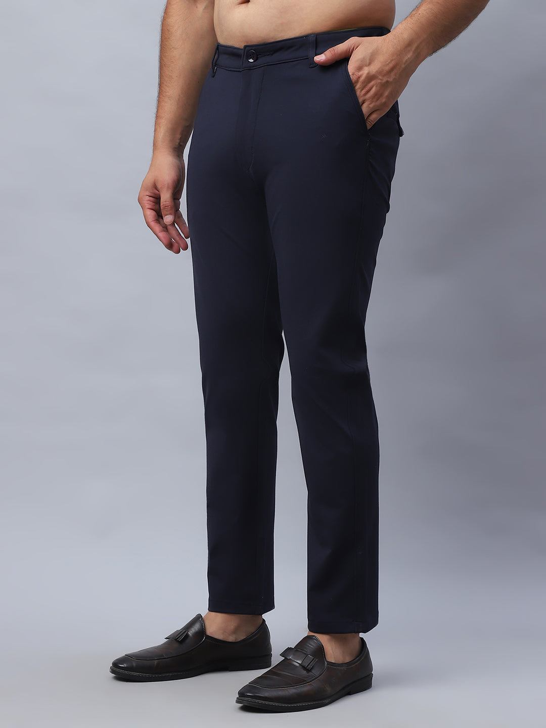 Tapered Fit  Solid Trousers For Men NOZ2TOZ - Made In INDIA.