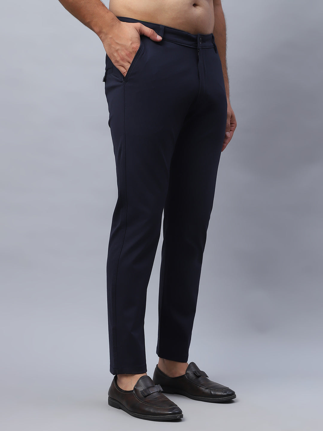 Tapered Fit  Solid Trousers For Men NOZ2TOZ - Made In INDIA.